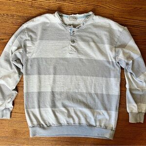 L.L. Bean Vintage Men's Light Gray Striped Crewneck Sweater Made in U.S.A.